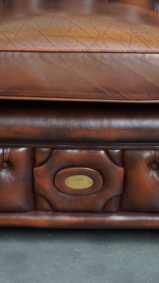 Tijdloze Cognac Bruine Engelse Rundleren 2.5 Zits Chesterfield Bank image 12