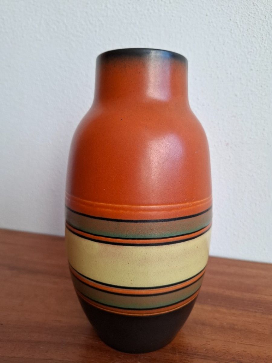 Vintage West Germany Vaas Oranje, Zwart image 8