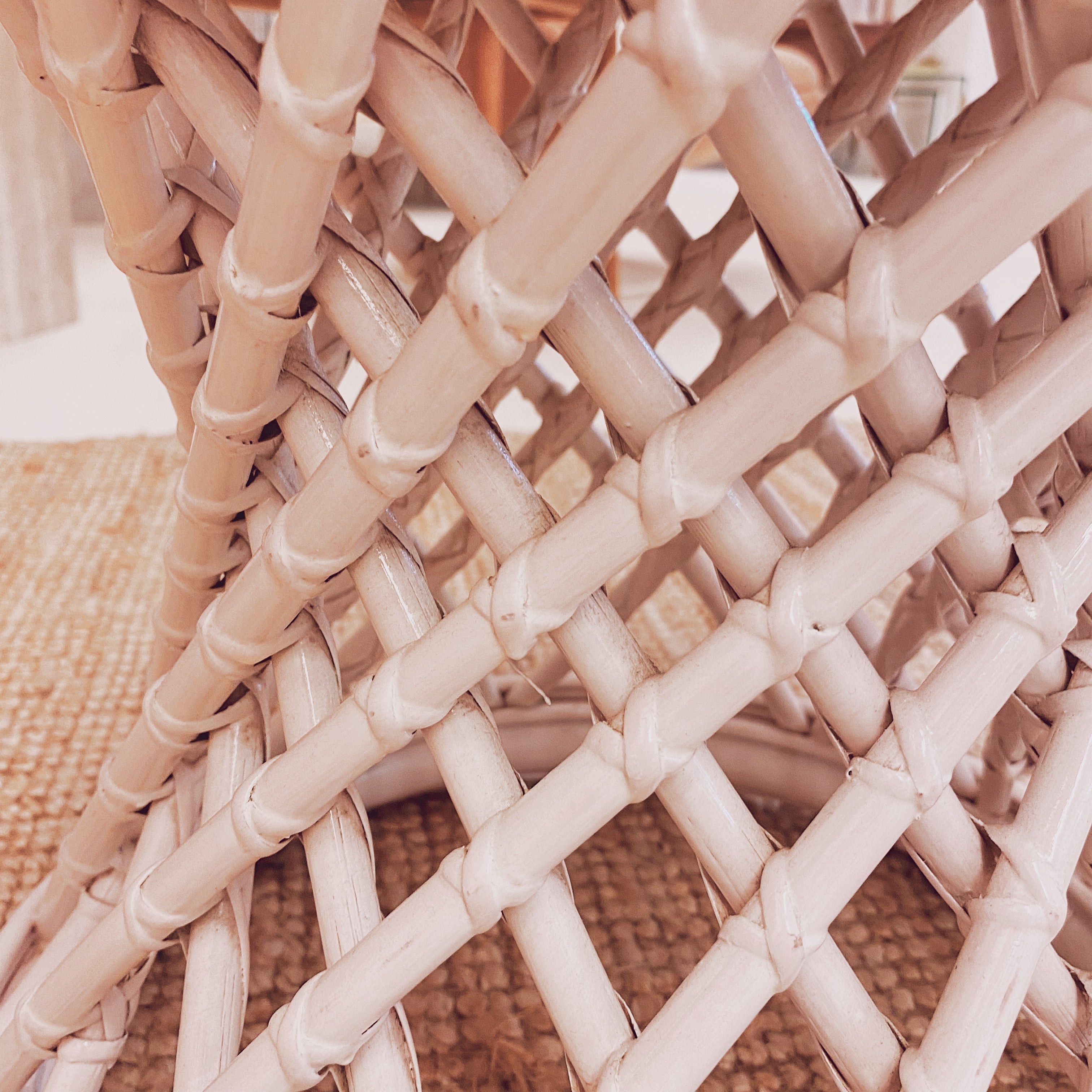 White Rattan & Bamboo Stool image 3
