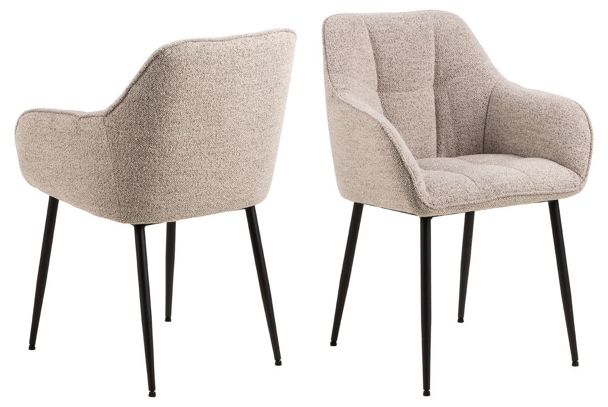 Nivala Eetkamerstoel - Set Van 2 - Beige Met Mat Zwarte Poten image 7