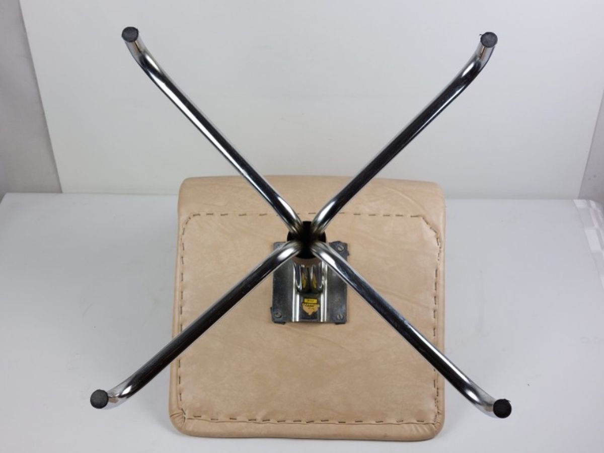 Vintage Brabantia Stoel / Stool / Chair Voor Eetkamer Of Keuken In Beige Kunstleder (skai) image 6