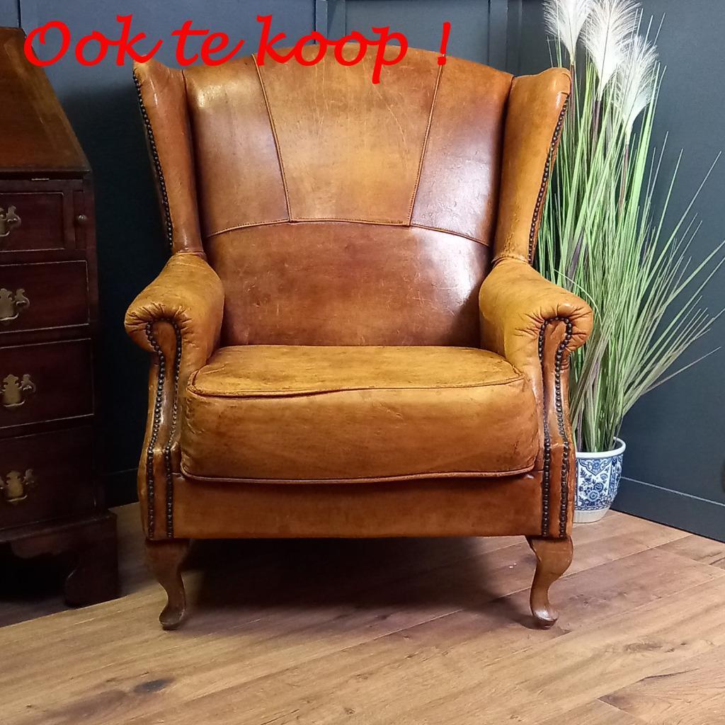 Grote Schapenleren Vintage Engelse Oorfauteuil image 15