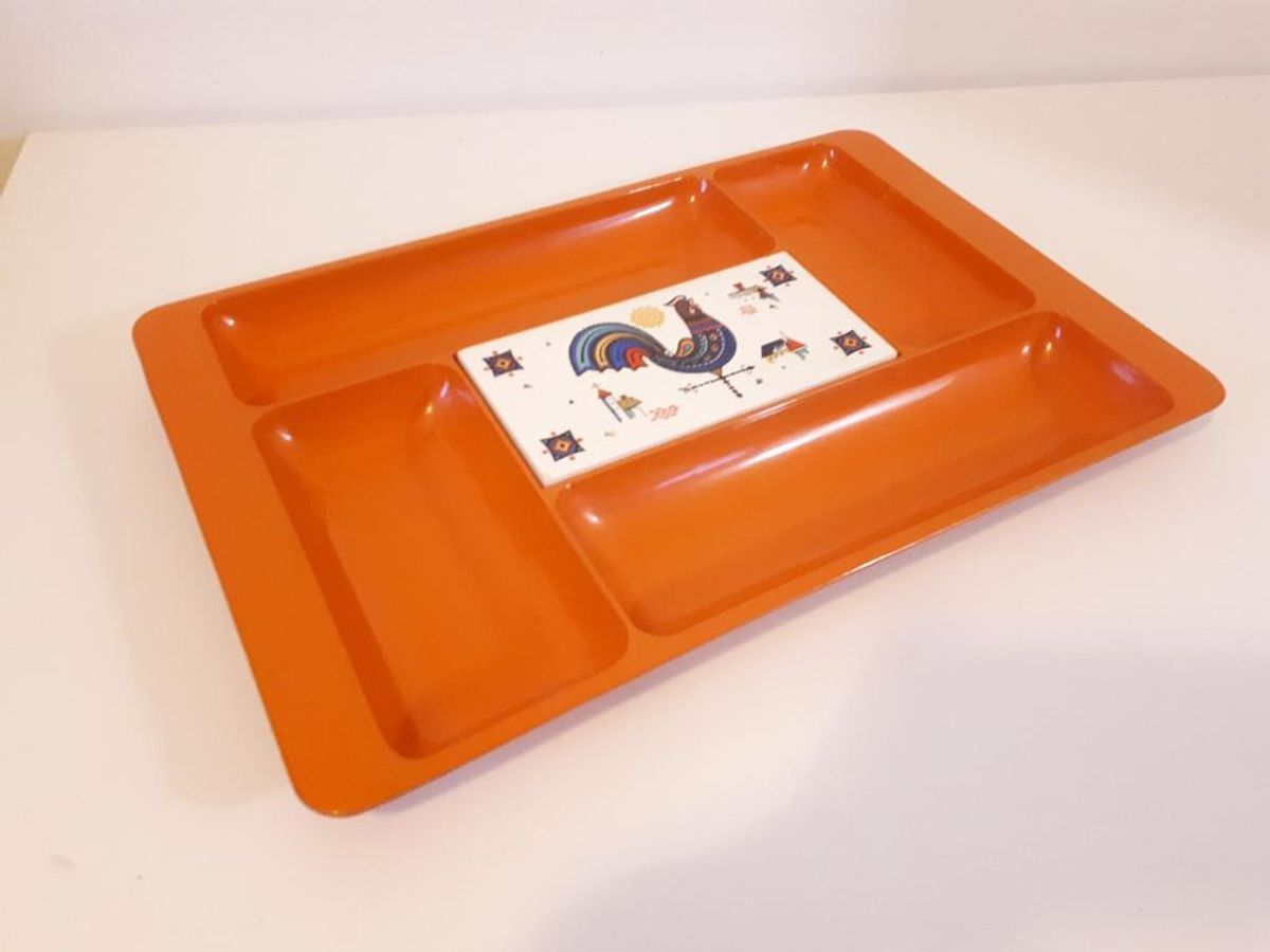 Vintage Hapjes Schaal Kaasplank Retro Oranje Jaren 70 image 2