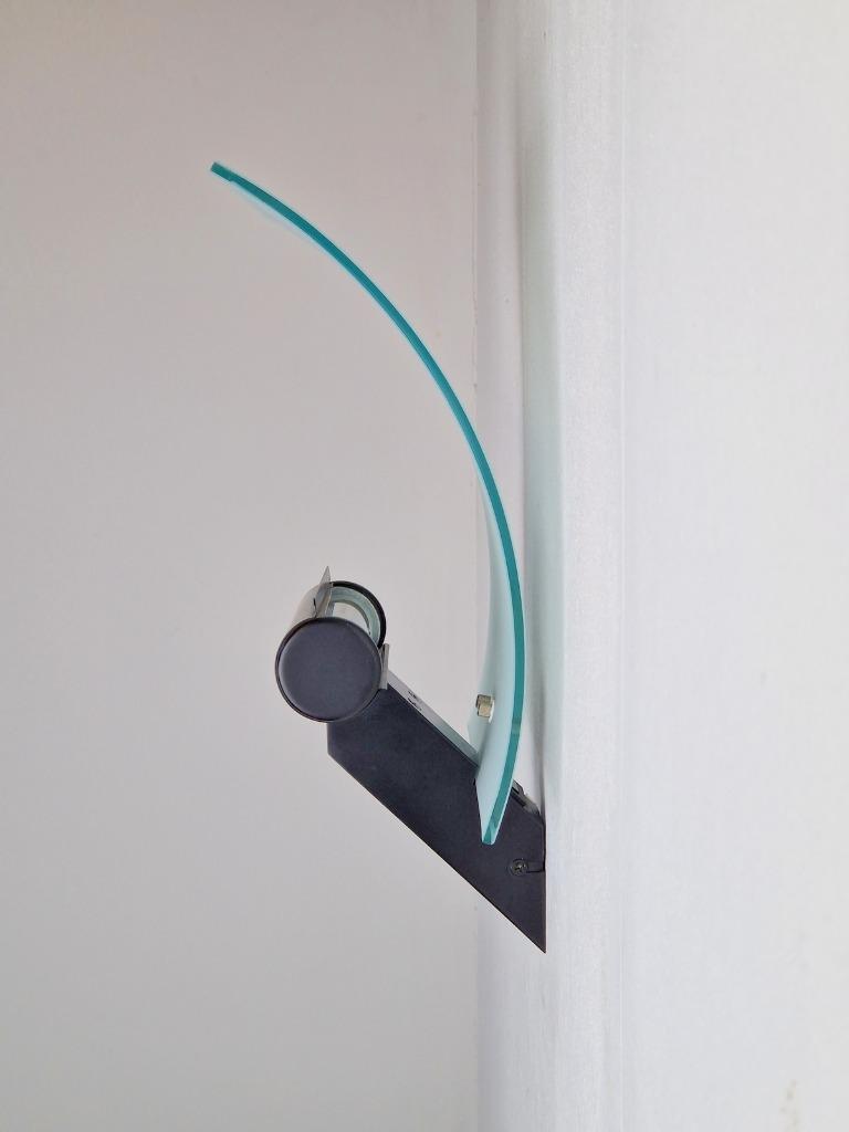 Postmodern Hillebrand Design Metaal Glas Wandlamp ‘80 Lamp image 5