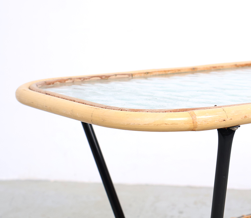 Vintage Rohé Rotan En Glas Salontafel, 1960s image 8
