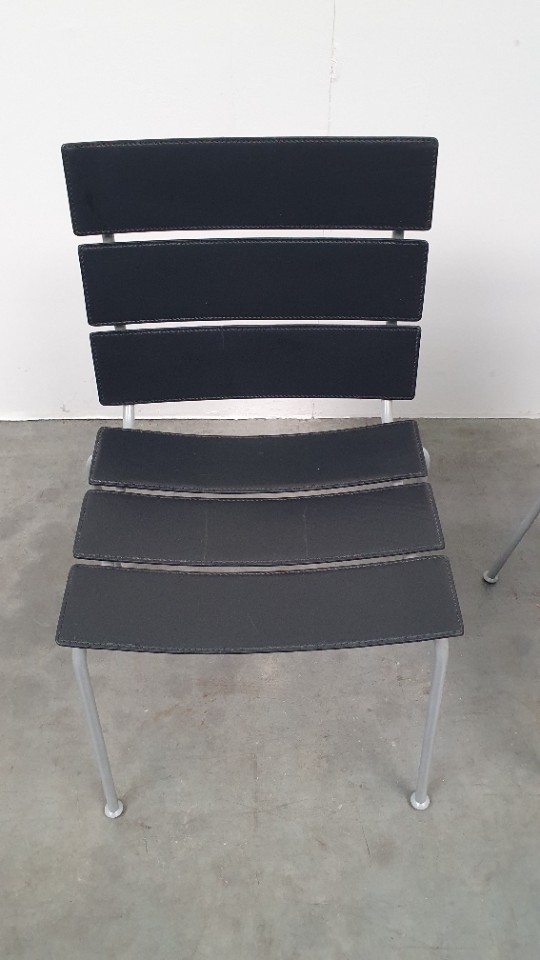 Giancarlo Vegni Fasem Italy Stripe Zadelleer Stoelen Vintage Design image 22