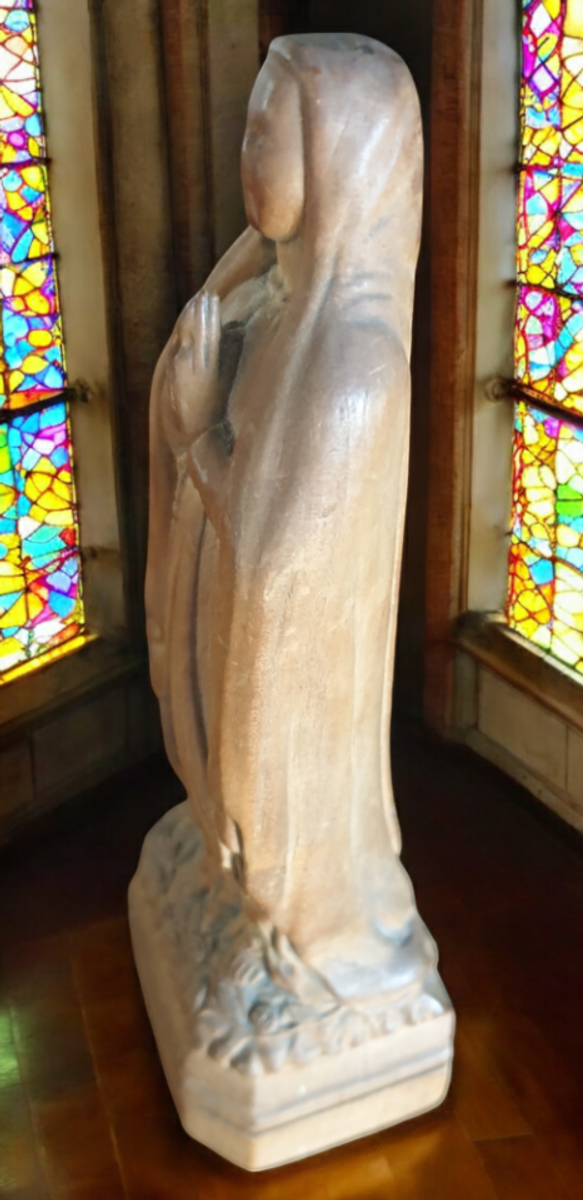Prachtig Oud Houtsnijwerk Maria Beeldje H 20 Cm image 10