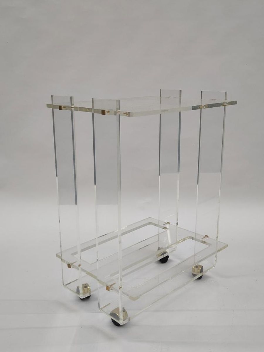Vintage Plexiglas Bar Cart Serveerwagen David Lange Stijl image 3
