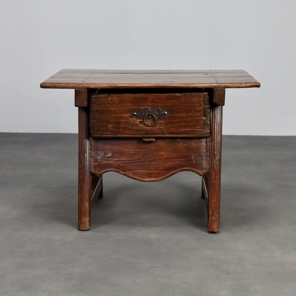 Antique Wooden Side Table With Drawer, 18th Century image 3