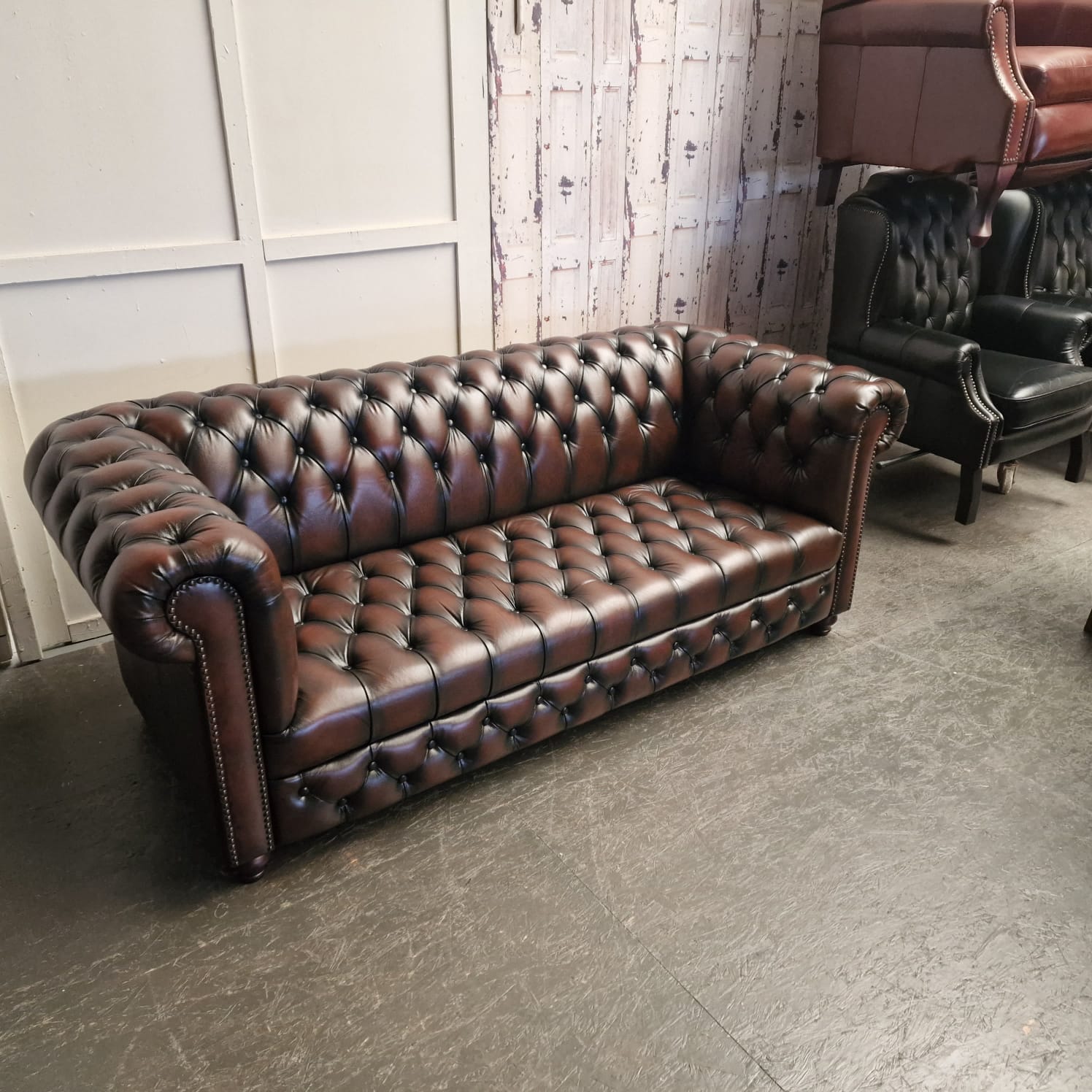 Chesterfield Brighton 3-zits – Knopenzit – Antiek Bruin image 2