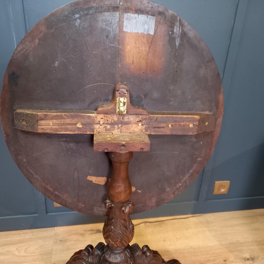 Antieke Tilttop Tafel 19e Eeuw Met 5 Schilderingen image 14