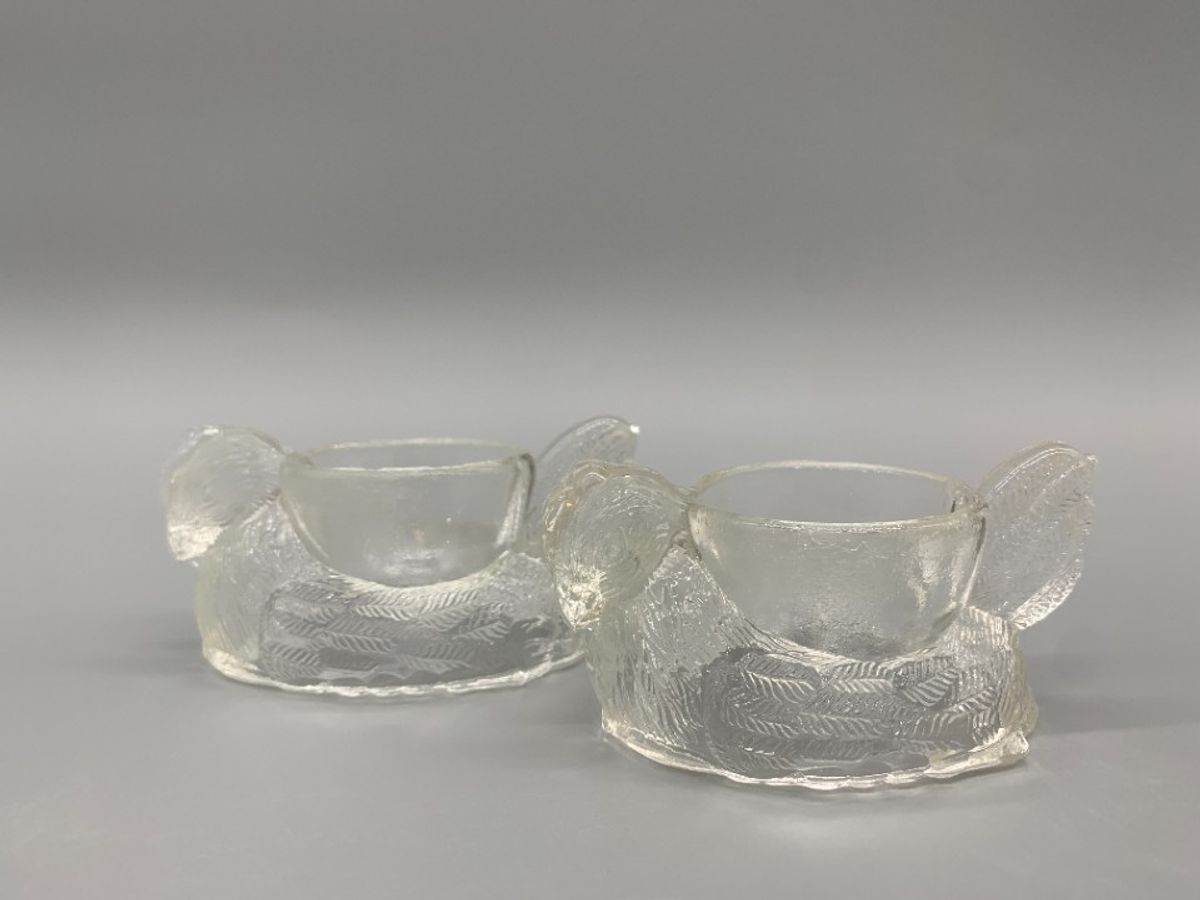 Set Vintage Persglas Eierdopjes Kip 2 Stuks image 4