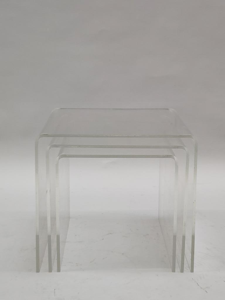 Vintage Set Bijzettafeltjes Plexiglas Nesting Tables Aqryl image 6