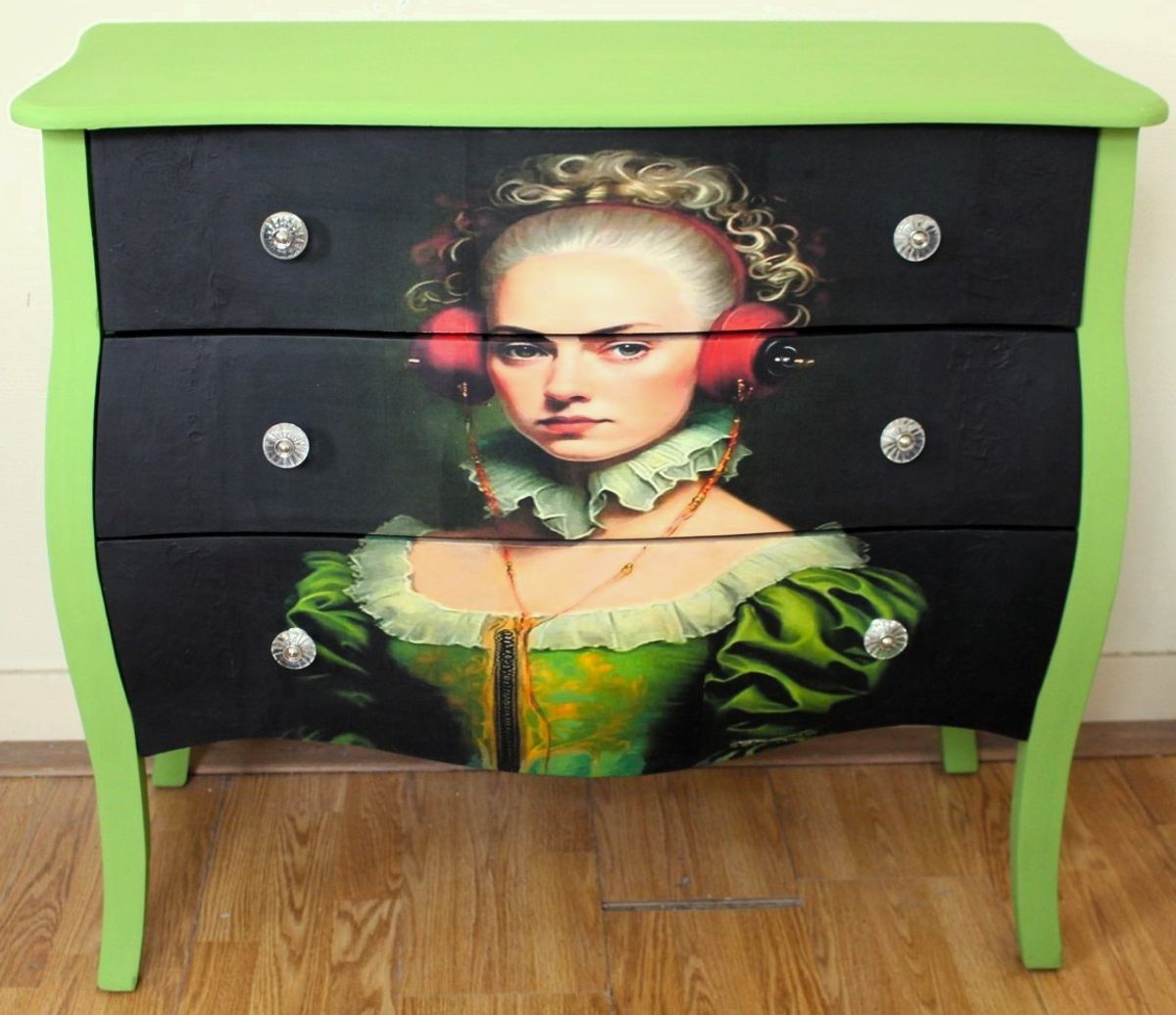 Groene Ladekast “vrouw Met Koptelefoon” - Eclectisch image 8