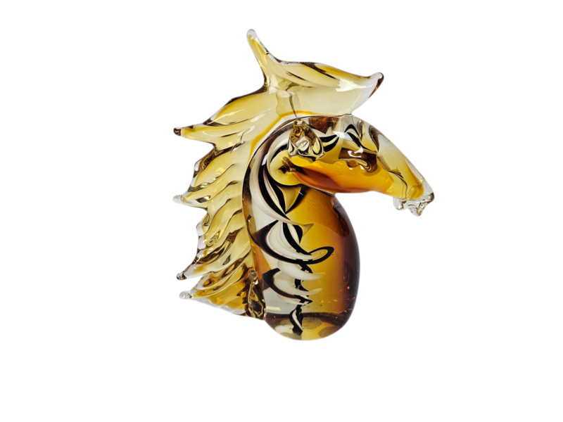 Murano Glas - Sculpture - 'horse Head' - Amber Glas - 3e Kwart 20e Eeuw image 3