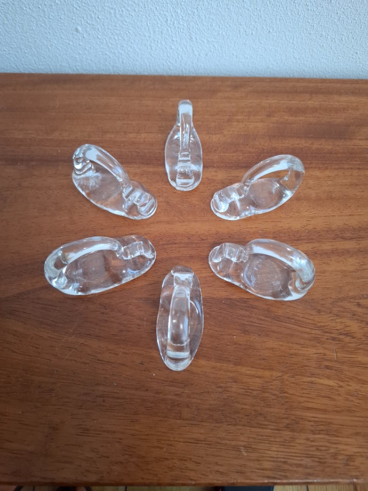 Vintage Set Van 6 Handgemaakte Glazen Servetringen image 9