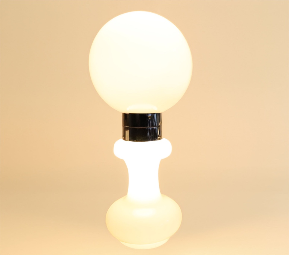 Carlo Nason Birillo Witte Vloer Lamp A.V. Mazzega, Italy 1960 image 5