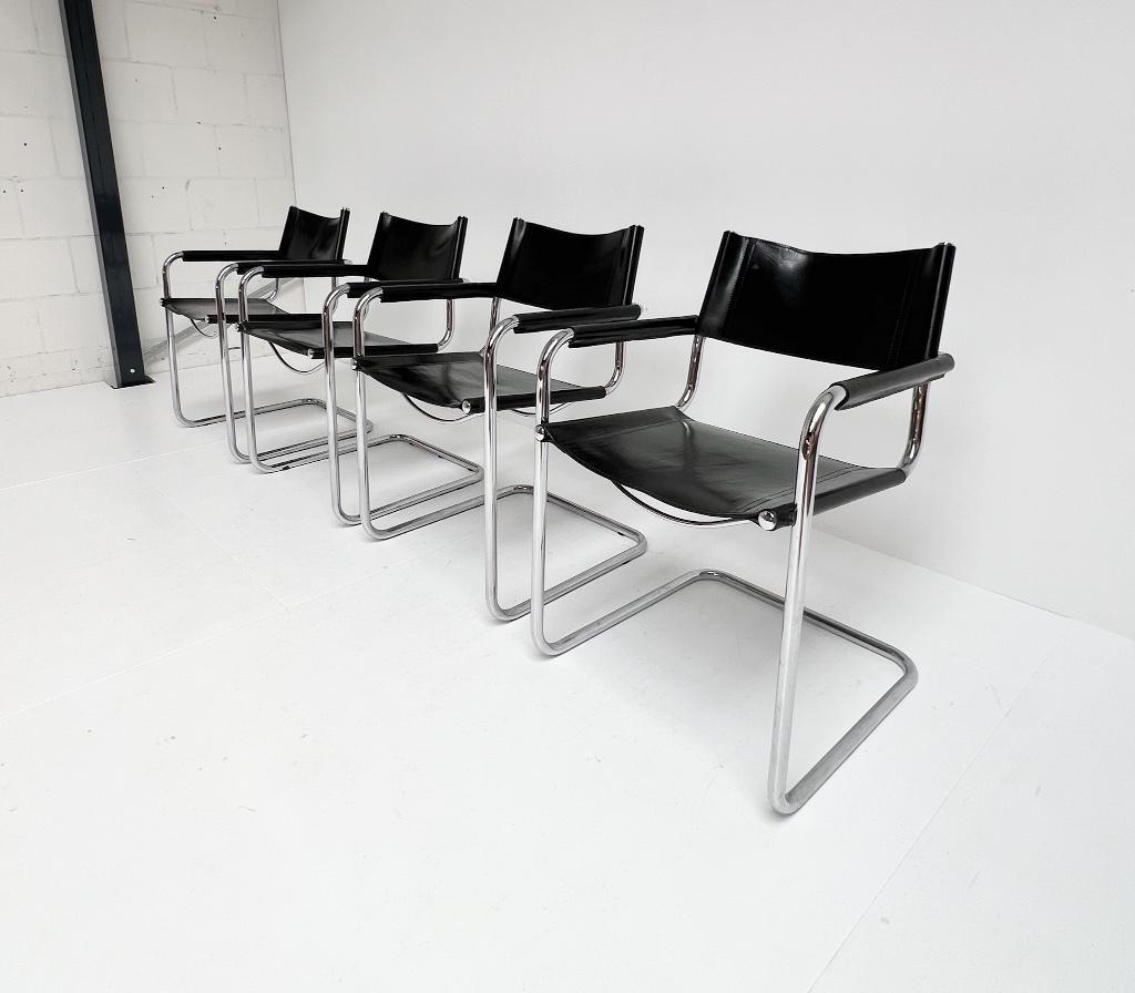 Set Van 4 Lederen Mart Stam S34 Stoelen, 1970's image 4