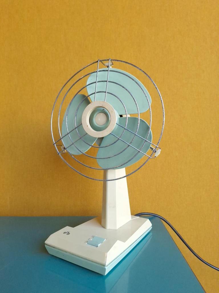 Vintage Ventilator, Tafelventilator, Pastel Blauwe Waaier image 22