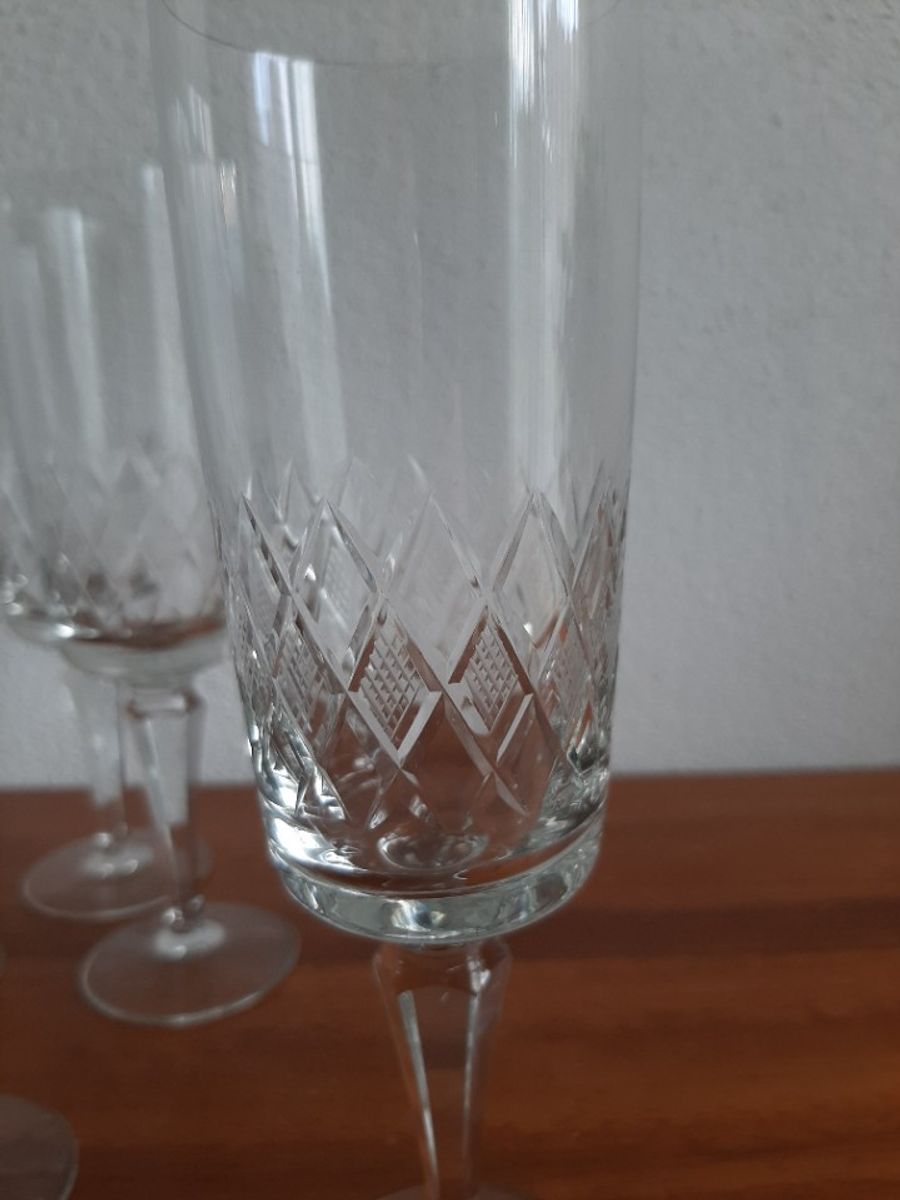 5 Hoge Champagneglazen, Kristallen Flutes, Kristallen Glazen image 2