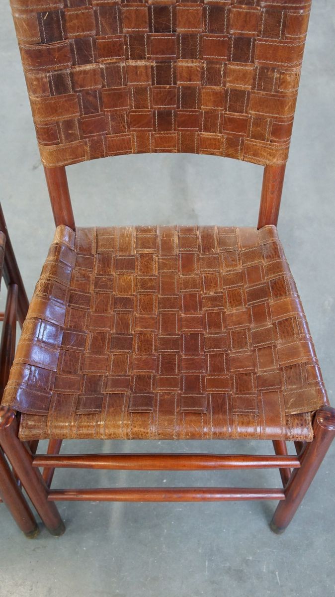 Set Van 6 Schuitema Eetkamerstoelen Uit De Shaker Collectie Met Gevlochten Leren Zitting image 8