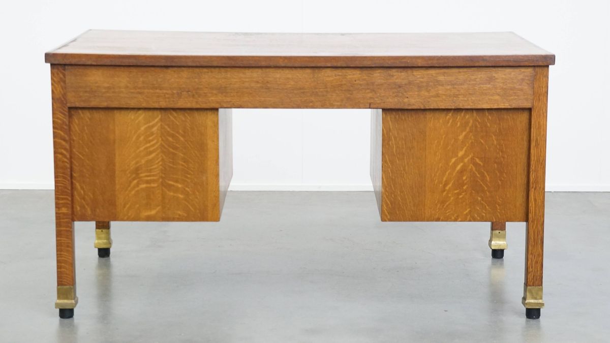 Uniek En Antiek Eikenhouten Art Deco Bureau Uit Begin 20e Eeuw In Amsterdamse School Stijl image 5