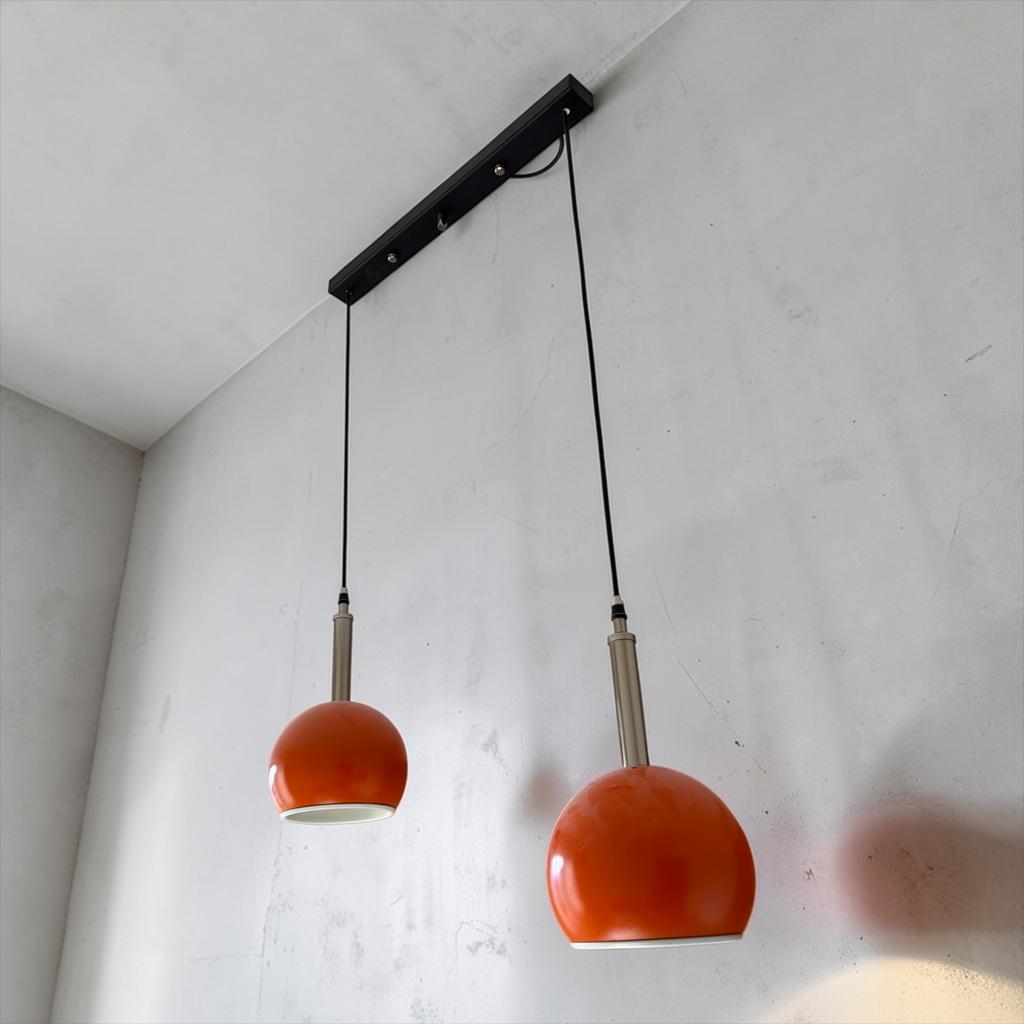 Vintage Oranje Eye Ball Luster / Hanglamp Met 2 Lichtpunten image 3