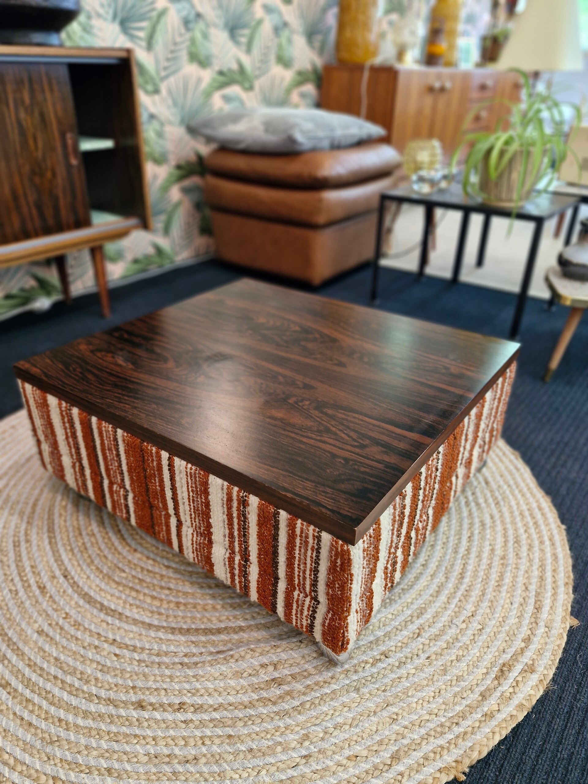 Verrijdbare Vintage Salontafel Palissander Chroom Wieltjes image 4