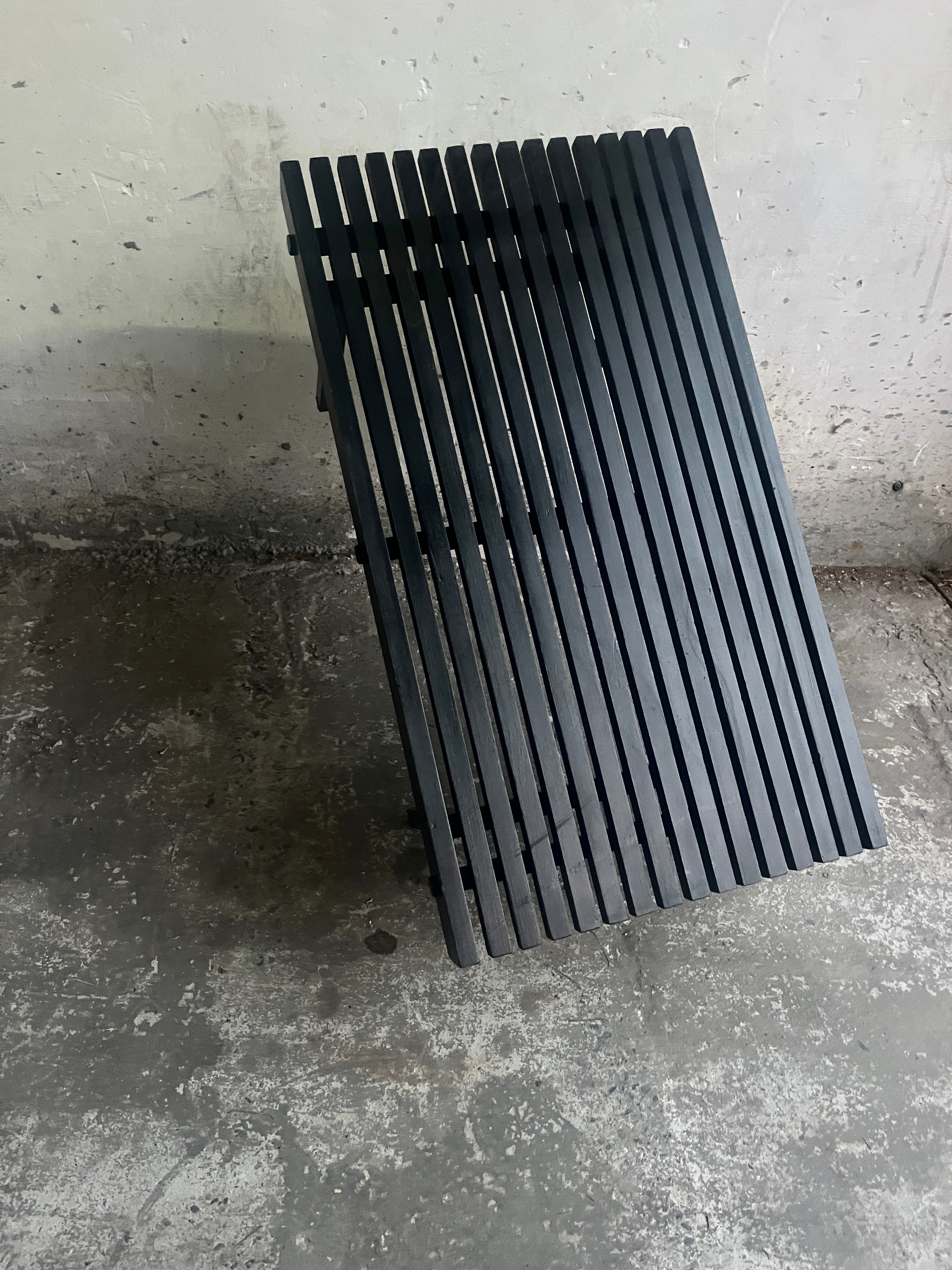 Slatted Black Wooden Bench / Coffee Table image 4