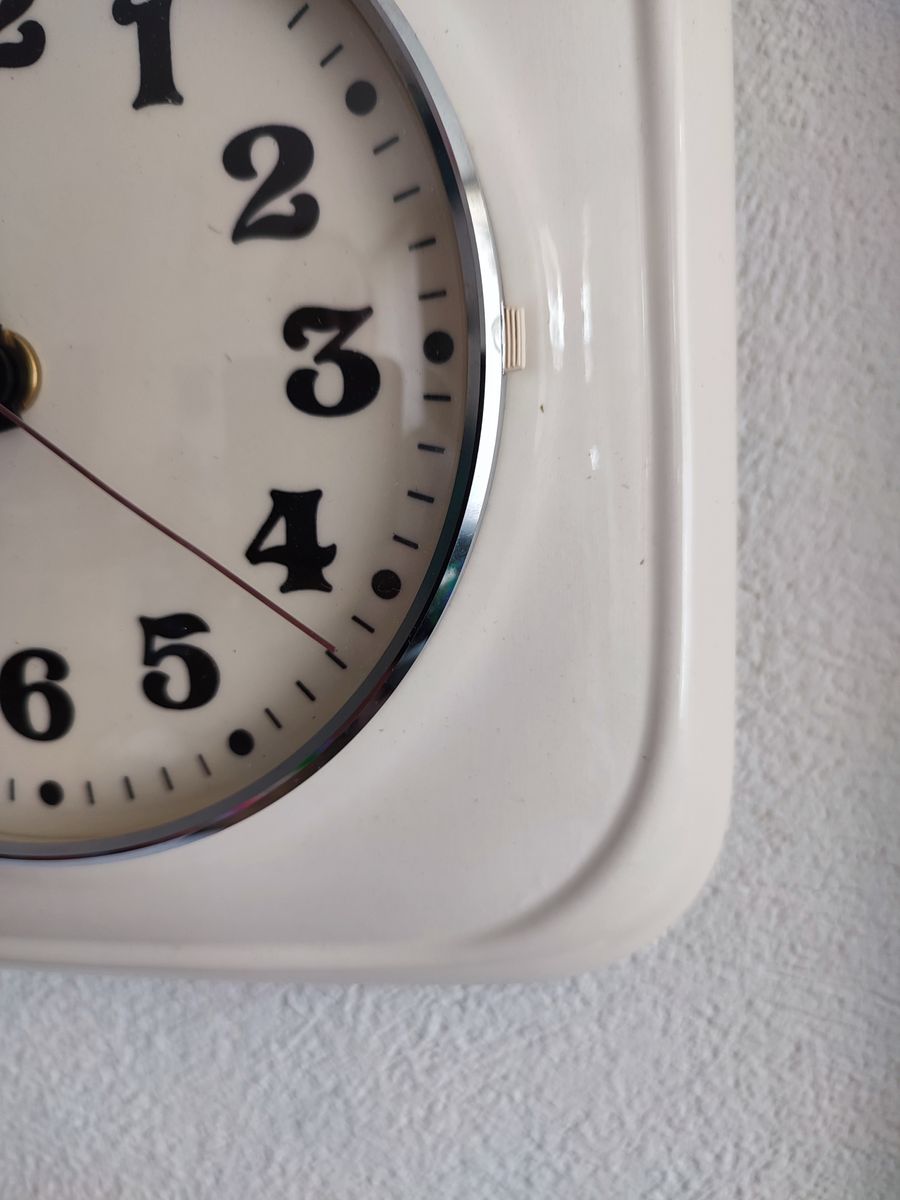 Vintage Keramiek Creme Wandklok Klok Keukenklok Hora image 6