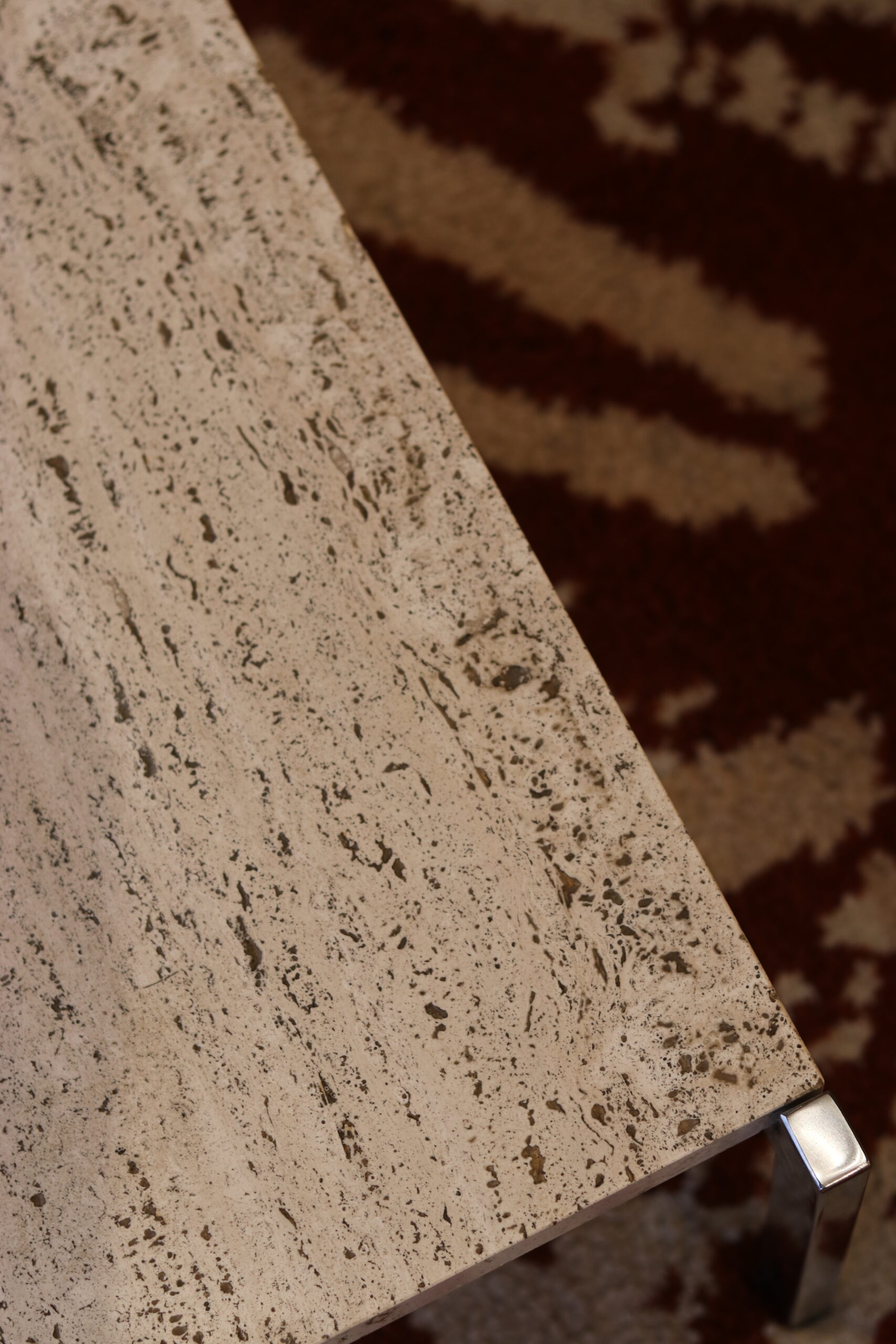 Salontafel Van Travertijn En Chroommetaal, 1970 image 6