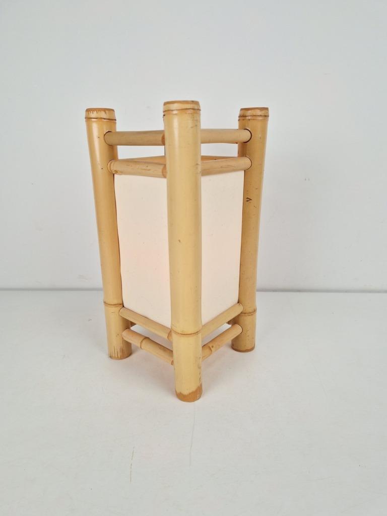Vintage Bamboe Canvas Lamp Boho image 2