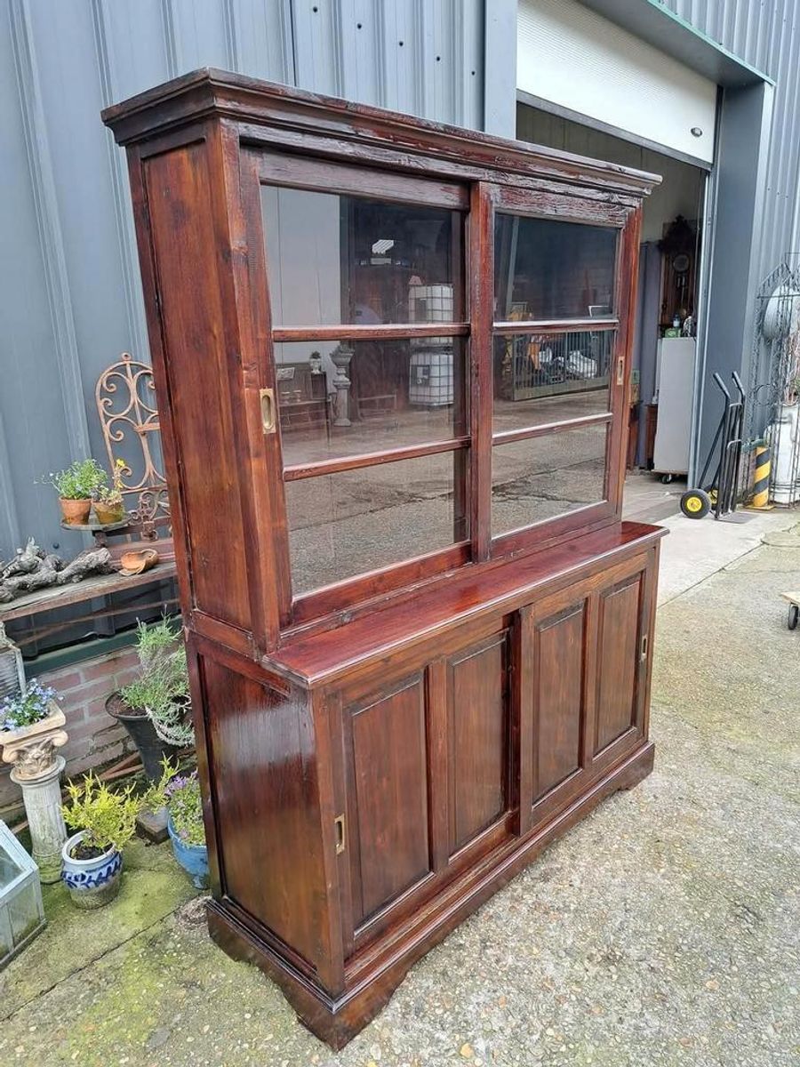Oude Teakhouten Vitrinekast, Winkel Vitrine, Servieskast Me image 4