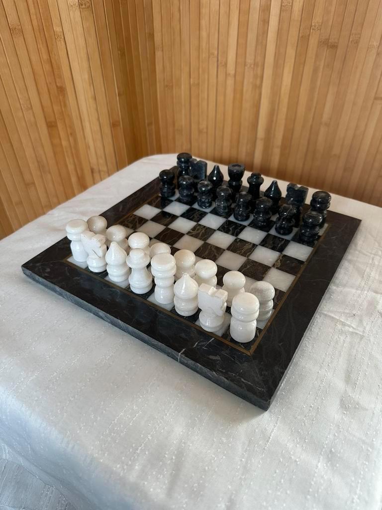 Vintage Marmeren Schaakspel Zwart/wit image 2