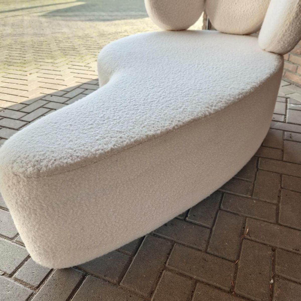 Shaise Longue Bank Nieuw Bekleed Teddy Stof Bank image 5