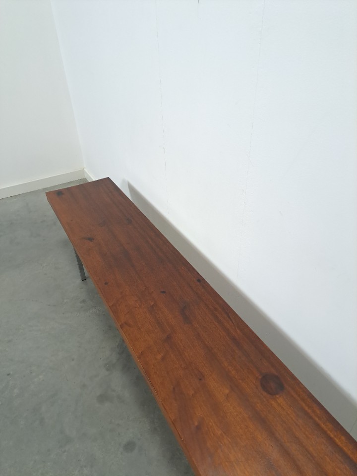 Massief Mahonie Houten Bank Met Chromen Poten image 13
