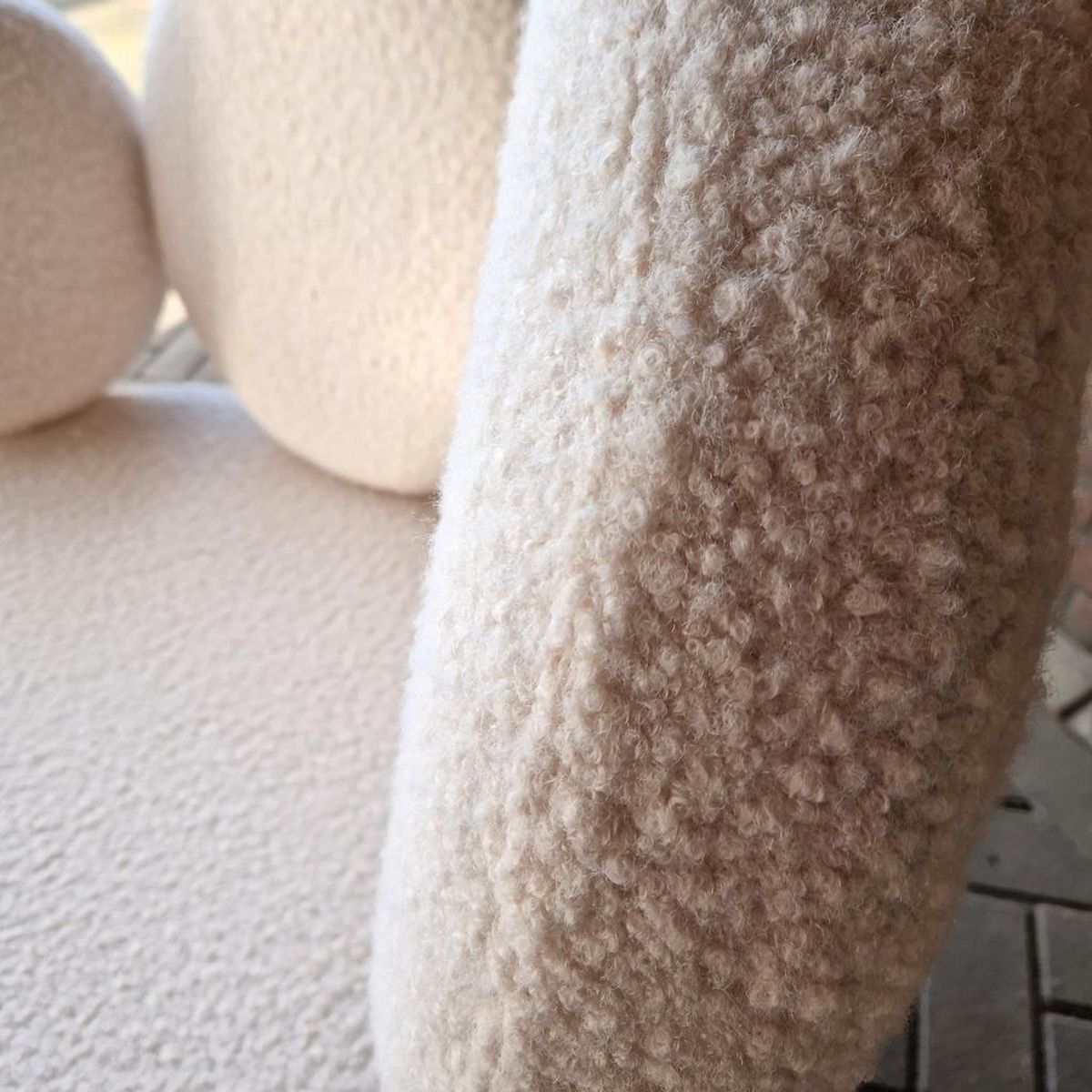 Shaise Longue Bank Nieuw Bekleed Teddy Stof Bank image 6