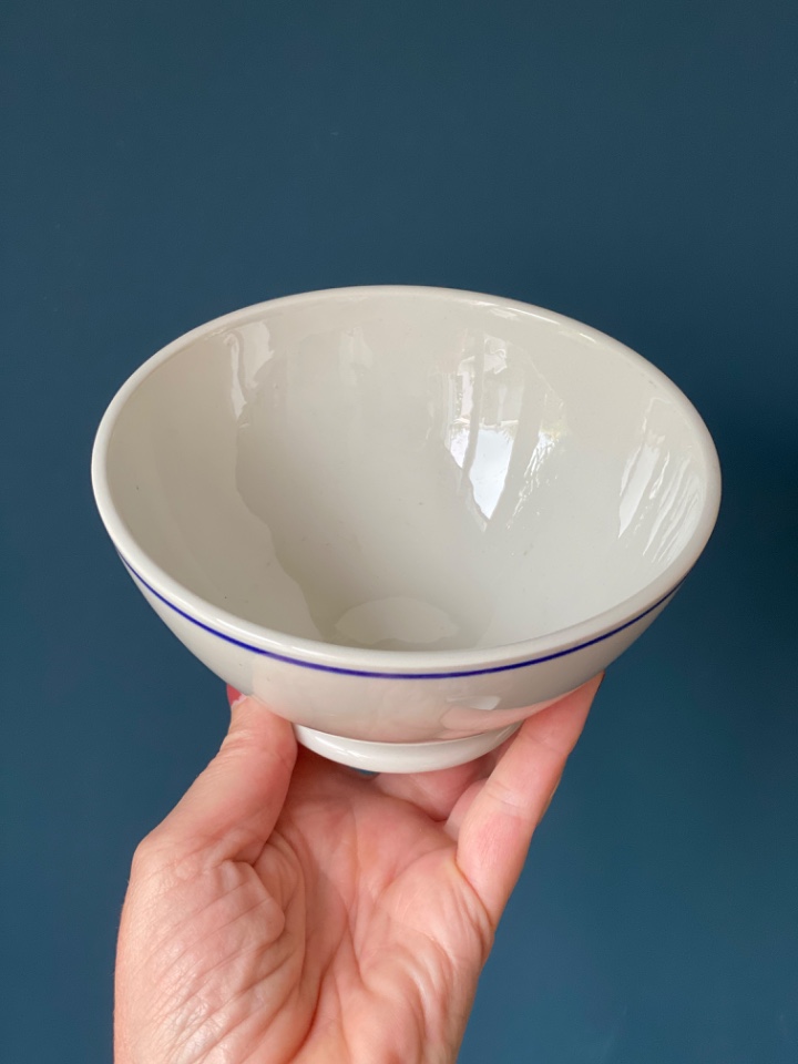 Sarreguemines Set Van 4 Vintage Kommen Wit Met Blauwe Rand image 7