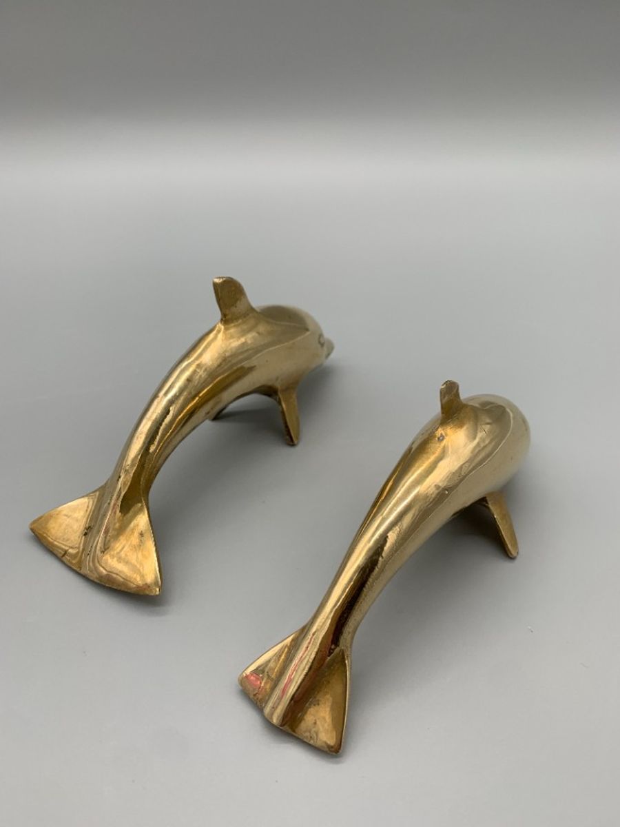 Set Handgemaakte Messing Dolfijnen 2 Stuks image 2