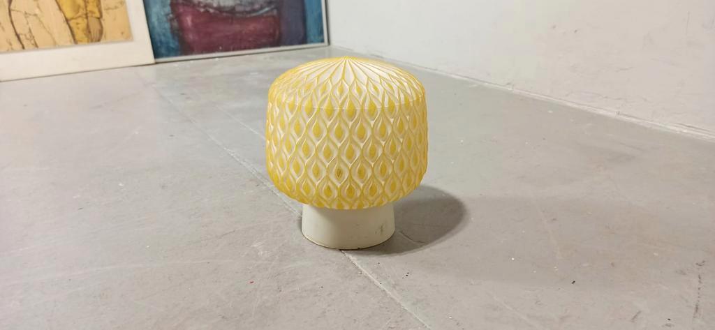 Vintage Glazen Plafondlamp, Wit En Geel image 11