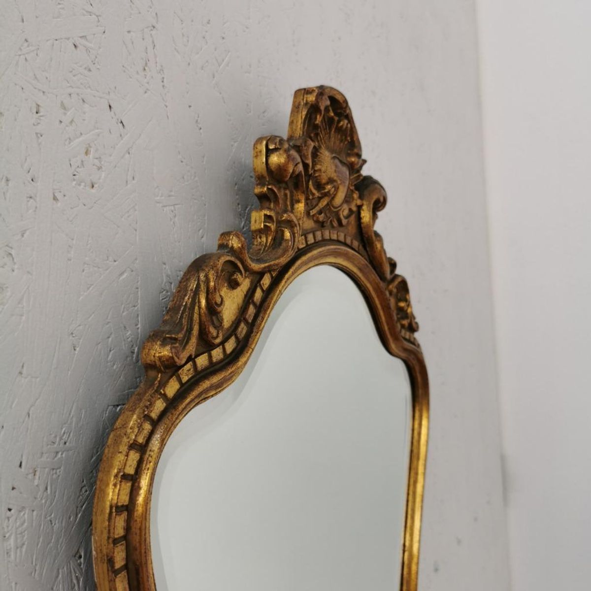 Vintage Goudkleurige Barok Rococo Spiegel Kuifspiegel Schouwspiegel 119 image 6