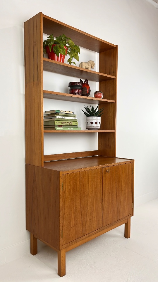 Scandinavisch Vintage Teak Fineren Boekenkast Horten image 4