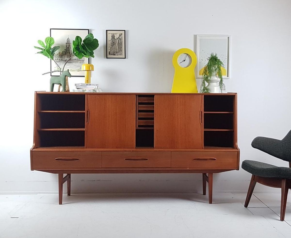 Vintage Deens Highboard | Drankenkast Buffetkast Teak Danish image 3