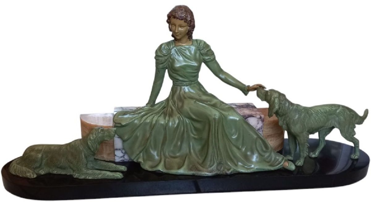 Jacques Limousin Beeld. Art-deco Dame Met Haar Honden image 4