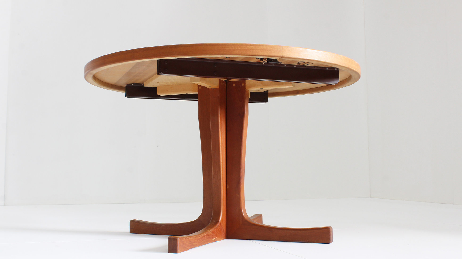 Vintage Deense Ronde Uitschuifbare Eettafel Teakhout Jaren 60 image 5
