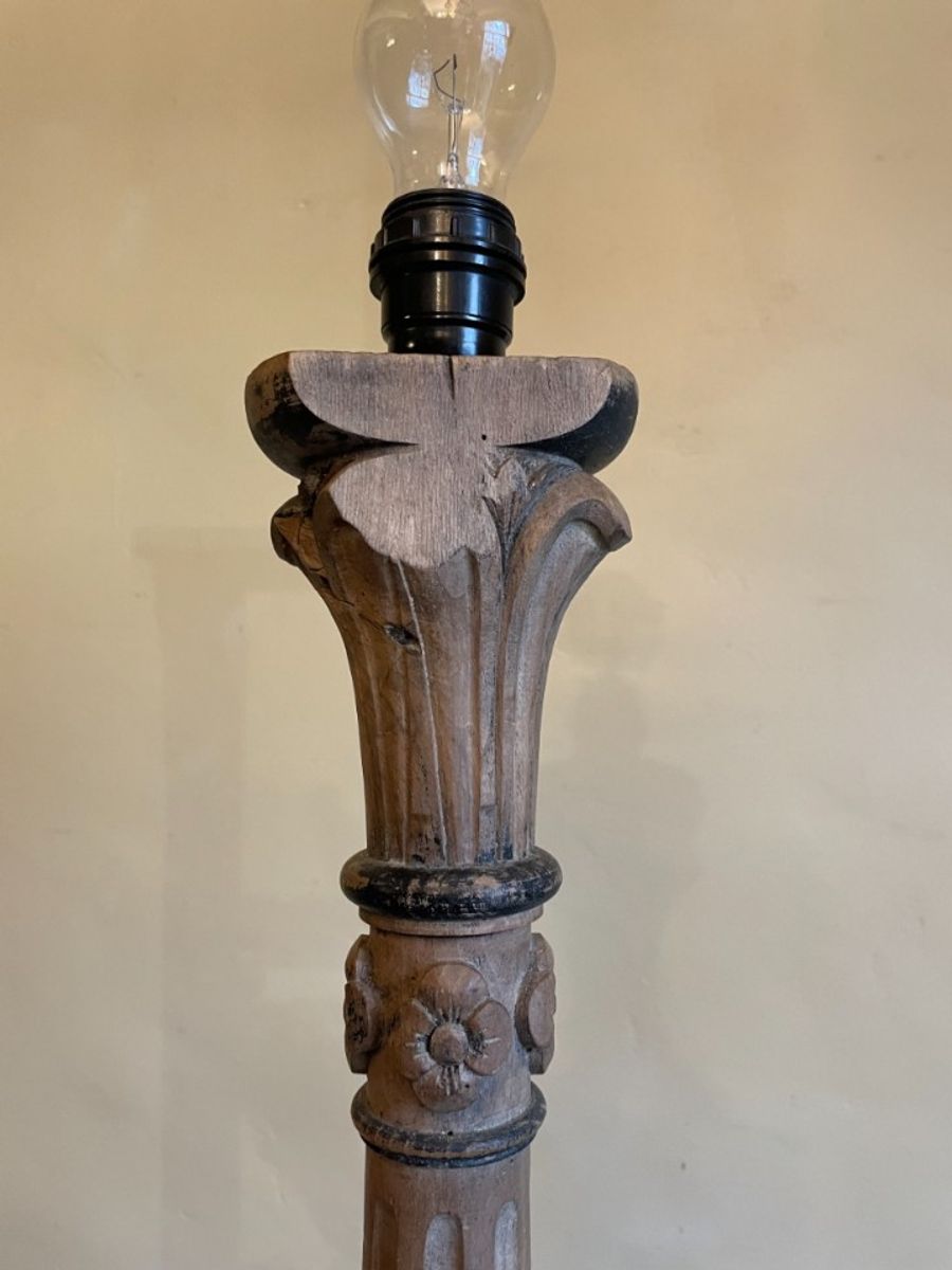 19e Eeuwse Essenhouten Lampenvoet Frans image 14