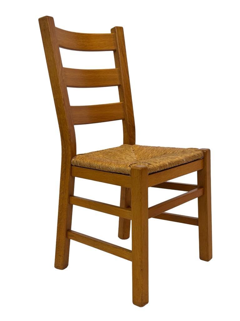 Vintage Set Van 6 Eetkamerstoelen Eiken En Riet Design image 11