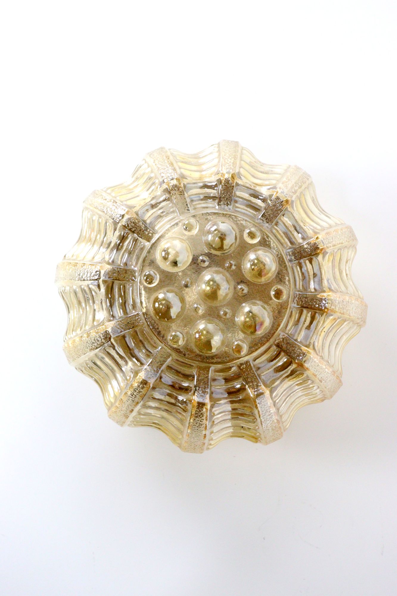 Amberkleurige Plafondlamp Plafonnière Vintage Lamp image 3