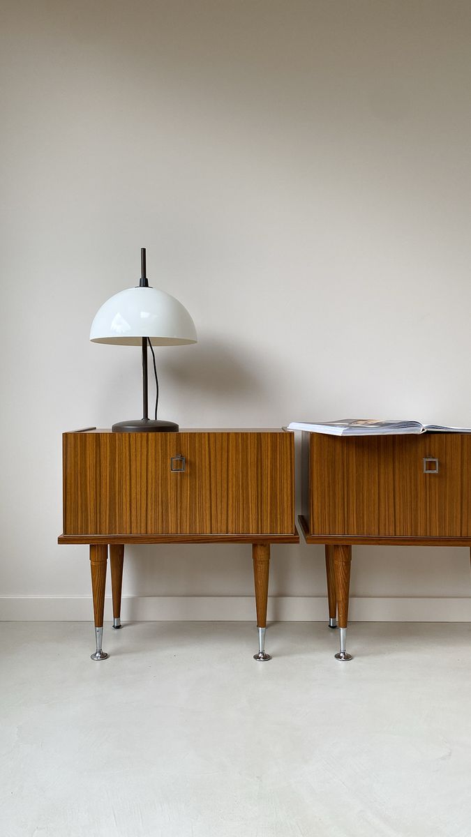 Vintage Set Teak Houten Nachtkastjes image 7