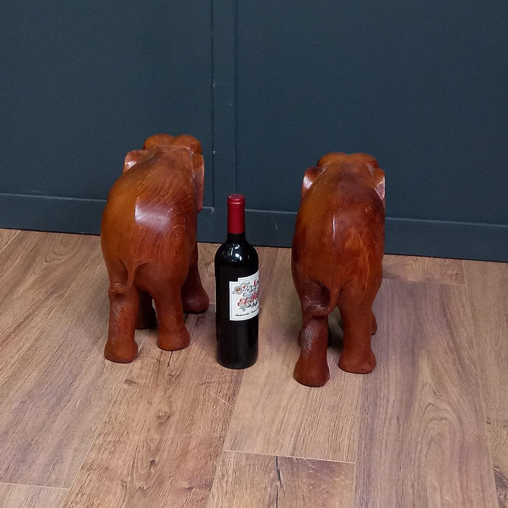 2x Antieke Houten Olifant P/st. image 6